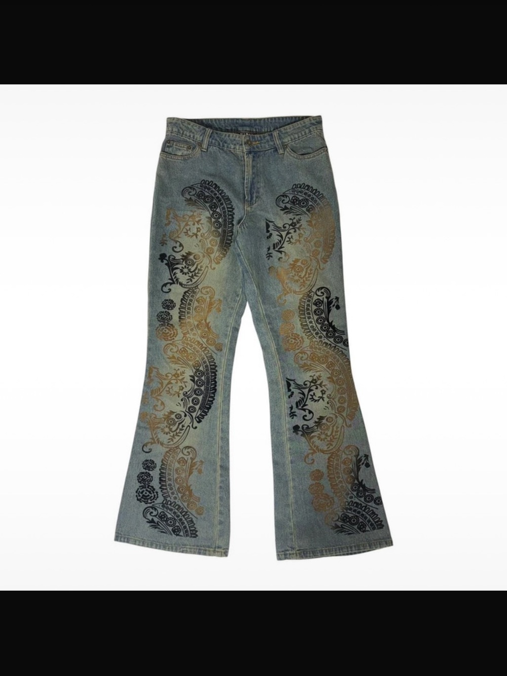 MixIt Vintage 2000s Velvet Paisley Floral Flare Jeans